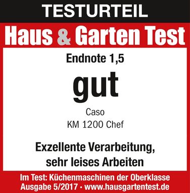 Кухонна машина CASO KM 1200 Chef: 6 літрів, 8 швидкостей, алюмінієвий корпус, преміум-якість