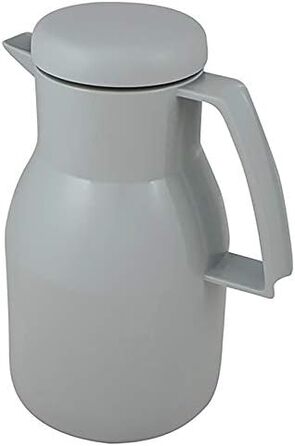 Термос Helios Wash Thermoskanne 1L: 6 годин тепла, 100% герметичний, для миття в посудомийній машині, з подвійним скляним вкладишем (сірий)