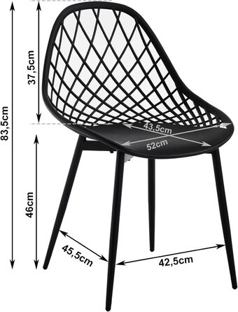 Стільці для їдальні та кухні, сучасний скандинавський дизайн, білий пластиковий стілець з металевими ніжками, набір 4 шт. (K0018EZS-4)