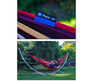 Двомісний гамак Potenza, тканинний, синій (без стійки), витримує до 220 кг
