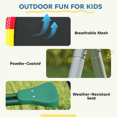 Комплекс для ігор 5-в-1 з гіркою, регульованою по висоті, з сітчастою гойдалкою, розміром 382x196x203 см, багатокольоровий