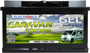 Гелева батарея 12 В 120 Ач Caravan Edition Сонячні батареї GEL Technology Батарея 12 В сонячна, сонячна батарея Акумулятор для човнів Автофургони, Караван кемпінг (110 Ач)