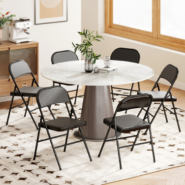 Набір з 2 складаних стільців, портативні офісні стільці, сталеві ніжки, складаний стілець для офісу, рецепції, зони очікування, штучна шкіра, чорний колір