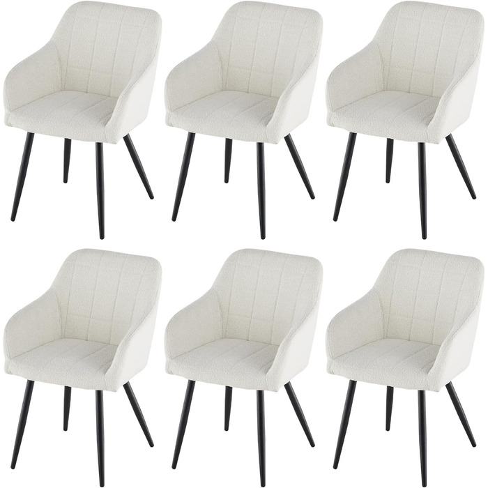Крісла для їдальні CLIPOP з підлокітниками, штучна шкіра, для кухні, вітальні (набір 6 шт., Boucl&eacute; Небесно-білий)