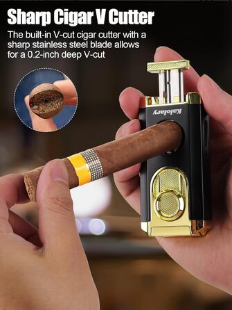 Вишуканий вологомір для сигар Kalolary з різаком, портативний, з кедровою обшивкою, вміщує до 8 сигар, чудовий подарунок для чоловіків (колір: коричневий)