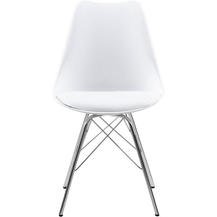 AC Design Furniture Emanuel: 2 стільці для обідньої зони, PU/Метал, 48,5x85,5x54 см, Білий/Хром