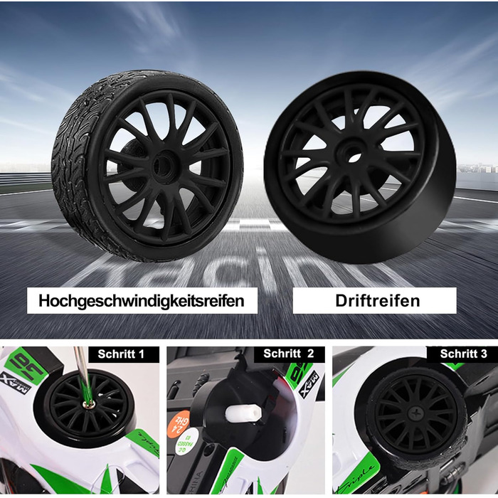 RC Машинка на радіокеруванні Drift Car 1:24, 4WD, 20 км/год, 2.4 GHz, LED, 2 акумулятори, чорна - для дітей