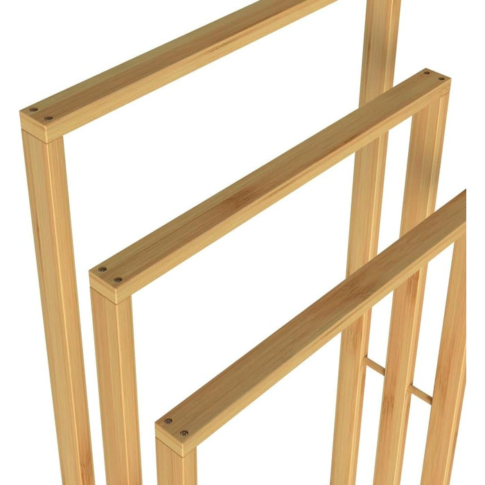 Підставка для рушників CASARIA® бамбукова, дерев'яна, на 3 стійки, 82 x 40 x 24 см, з полицею, для ванної кімнати, без свердління, сходинкова