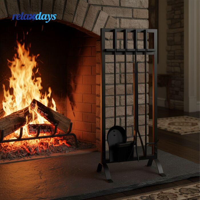 Набір для каміну Relaxdays, 5 предметів, кованого заліза