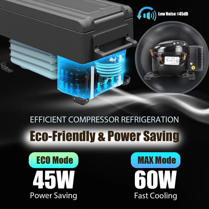 Автомобільний компресорний холодильник Alpicool NCF45 30.6л, -20°C до +20°C, 12V для авто, кемпінгу, вантажівок, човнів - чорний
