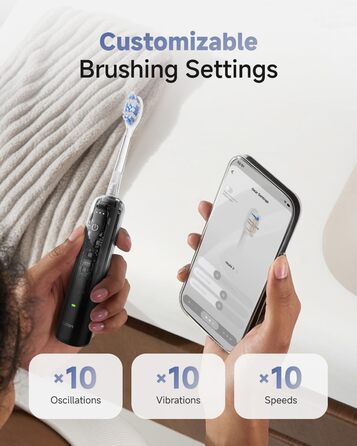 Електрична зубна щітка Laifen Wave Pro з 6 режимами чищення, акумулятор до 70 днів, прозорий чорний колір