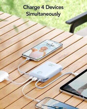 МАг, 30 Вт PD, кабель USB-C та Lightning, LED-дисплей, для iPhone, iPad, Galaxy (синій), 20000