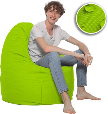 Подушка для підлоги Beanbag XXL для дорослих і дітей - підходить для ігор або відпочинку - в приміщенні та на вулиці, оскільки вона водонепроникна - з намистинами EPS, колір ківі зелений, розмір XL