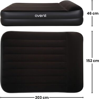 Надувний матрац-ліжко AVENLI для 2 осіб, 203x152x46 см, з інтегрованою помпою, флаокована поверхня, для дому та кемпінгу