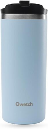 Термокружка QWETCH з нержавіючої сталі 470 мл - ізоляційний термос для кави та чаю - зберігає тепло 6 годин, холод 12 годин - без BPA, не протікає, багаторазовий - термос для подорожей (Пастельно-блакитний)