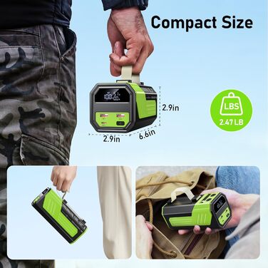 Портативний акумулятор PowerBank 70000mAh 100W з USB-C, зелений: для iPhone, iPad, Samsung та планшетів