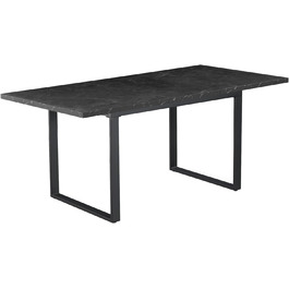 Розсувний обідній стіл B&D Home Anna | 120-160 x 80 см, на 4-6 осіб | стіл для кухні/їдальні з дерев'яними ніжками, чорний | скандинавський/індустріальний дизайн, Texas-Eiche (дуб Техас), 11202-US-EITE (чорний мармур/чорний)