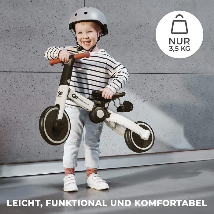 Триколісний велосипед Kinderkraft 4TRIKE 3в1: біговел, самокат, з сидінням, сірий, від 12 міс. до 5 років