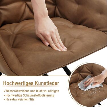 Крісло для їдальні WOLTU EZS61br-1, обтягнуте штучною шкірою, з металевими ніжками, для кухні, вітальні, їдальні (Колір: світло-коричневий)