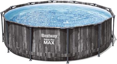 Каркасний басейн Bestway Steel Pro MAX Повний комплект з фільтруючим насосом Ø Wood Look (морений дуб), круглий (366 x 100 см без аксесуарів, одинарний)