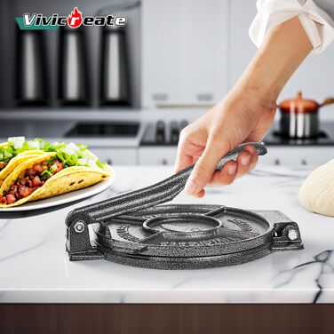 Прес для тортилій з чавуну Vivicreate, 19,1 см. Прес для тіста, роті, мексиканської кухні