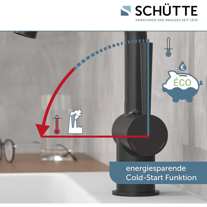 Змішувач для ванної SCHÜTTE 79710 LONDON з висувною лійкою, для миття волосся, однорідний, з комплектом для зливу, хром (чорний)