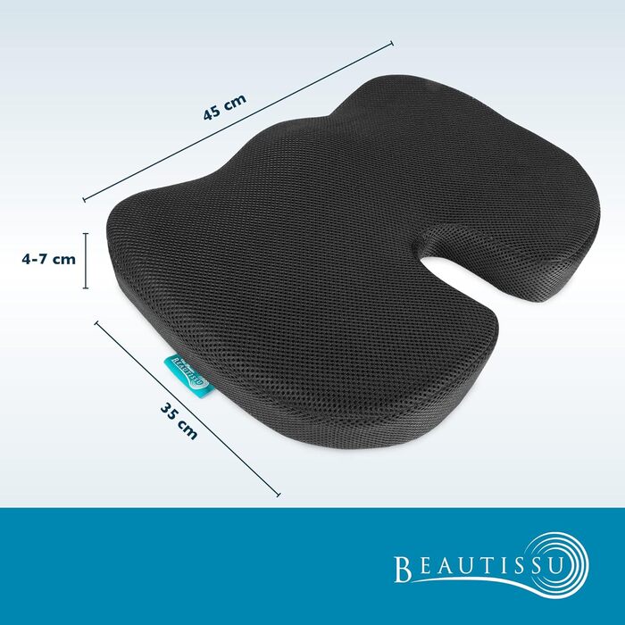 Подушка для сидіння Beautissu BeauErgo GS Memory Foam з гелевим наповнювачем - ергономічна підставка для автомобіля та офісного крісла, з ефектом охолодження
