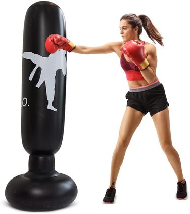 Боксерська груша стоячи - 160 см надувна боксерська груша, стояча дитяча боксерська груша для дітей, дорослих, що займаються карате, тхеквондо, зниження тиску, домашні тренування