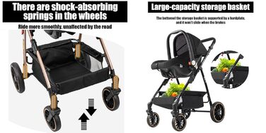 Дитяча коляска MoLi 3 в 1 з реверсивним блоком, великою люлькою та алюмінієвим шасію (V8 Black)