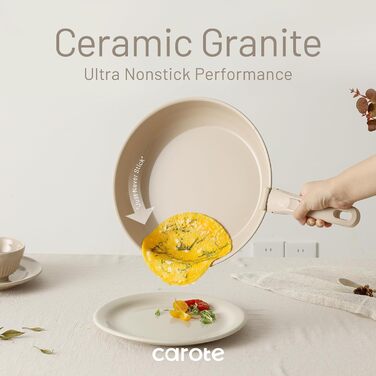 Набір для приготування їжі CAROTE Ceramic 17 шт. , знімні ручки, сковорода 24/28см, каструля 18/20см, вок 24см, індукційна, сіра