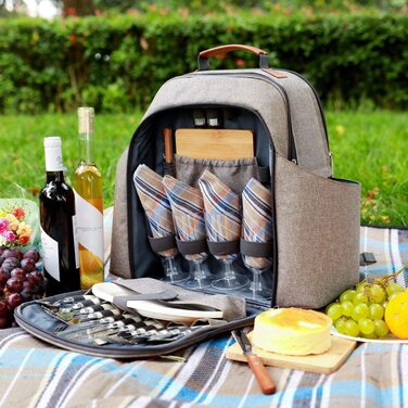 Рюкзак для пікніка на 4 персони HappyPicnic з набором посуду та холодильним відсіком