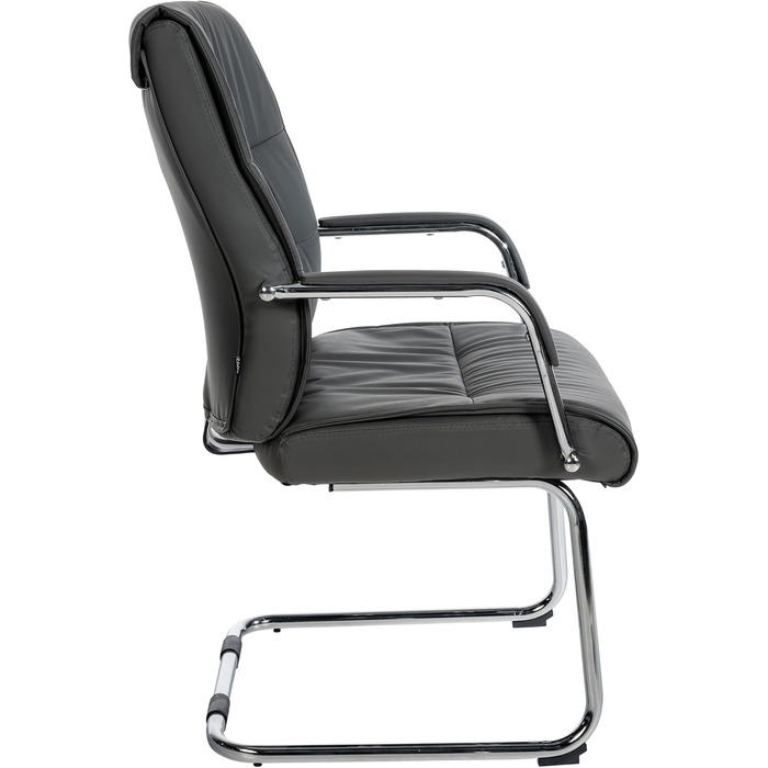 Стілець офісний Sievert з м'якою спинкою та оббивкою зі штучної шкіри, сірий | Конференційний стілець з підлокітниками