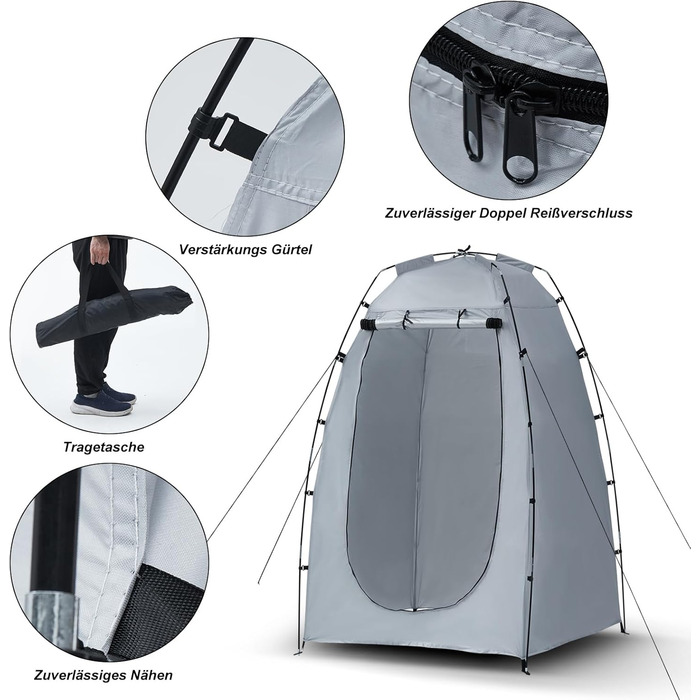 CLIPOP Намет Pop-Up, водонепроникний, легкий, одношаровий, для весняного кемпінгу, простий у встановленні – для пляжу, походів, фестивалів, відпочинку на природі (Сірий)