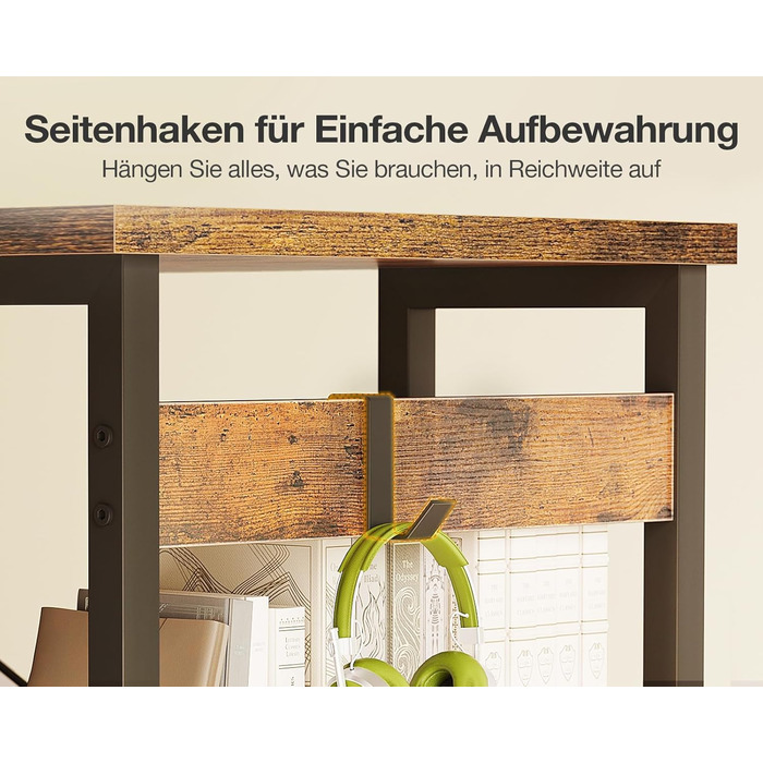 Компактний письмовий стіл Coleshome з 4 висувними ящиками, 100x40 см, з полицями, для офісу, кабінету, спальні, коричневий