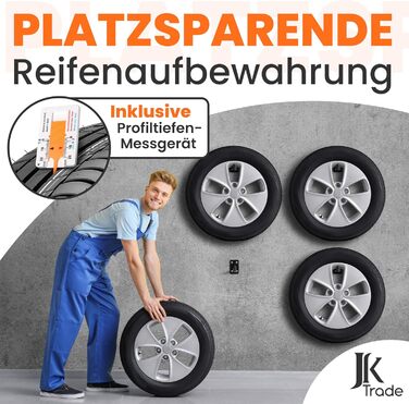 Набір кріплень для шин на стіну JK Trade® (4 шт.) з комплектом шурупів та дюбелів, для автомобілів, легкосплавних дисків, 40 кг, чорний V1