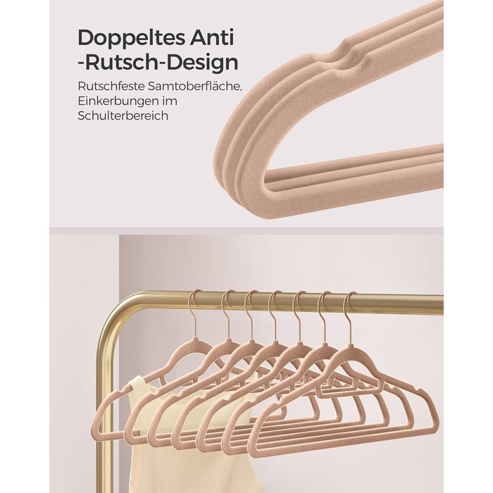 Набір вішалок SONGMICS 20 шт. з оксамиту, для одягу, краваток, рушників, 360° обертання, срібно-світло-зелені