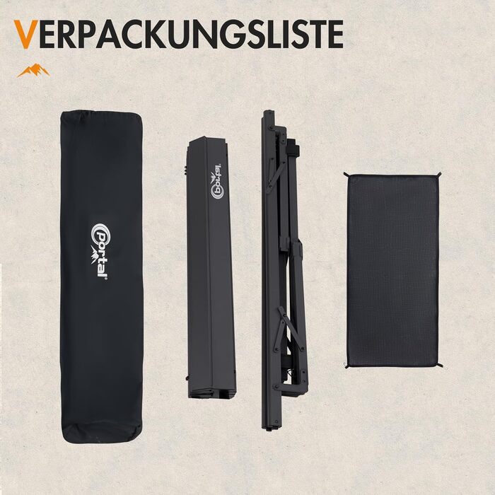 Складаний кемпінговий стіл PORTAL з регулюванням висоти, алюмінієвий, 108 x 71 см, легкий стіл для пікніка, саду та подорожей, чорний