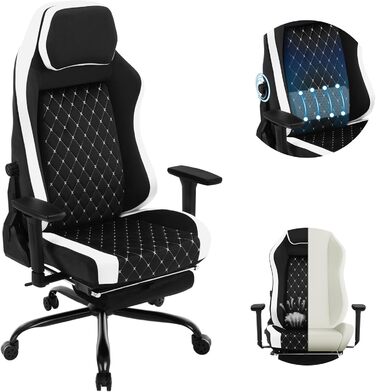 Ігровий крісло WOLTU, ергономічний офісний стілець з інтегрованим м'яким наповнювачем, адаптивною підтримкою попереку, підставкою для ніг та регульованими підлокітниками, металевий каркас