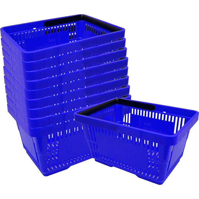 Пластикова корзина для покупок з ручкою, 20 літрів, 40 см (10 шт., синій), 1