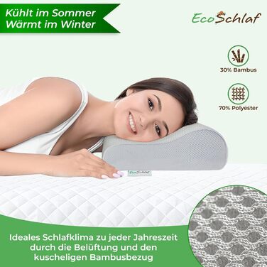 Ортопедична преміум подушка для шиї з ефектом пам'яті Soft Memory Foam для сну на боці, ергономічна підтримка від болю в шиї та хропіння (Сіра, зі змінним чохлом)