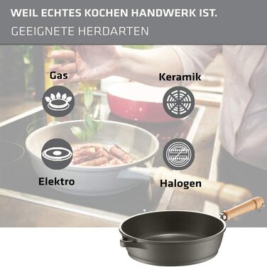 Сковорода Berndes BONANZA 28 см, алюмінієвий литий корпус, антипригарне покриття, квадратна, сіра