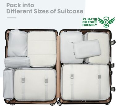 Набір органайзерів для одягу в валізу BAGAIL, 10 шт., різні розміри, дорожні пакувальні куби для ручної поклажі та коферів, світло-сірий