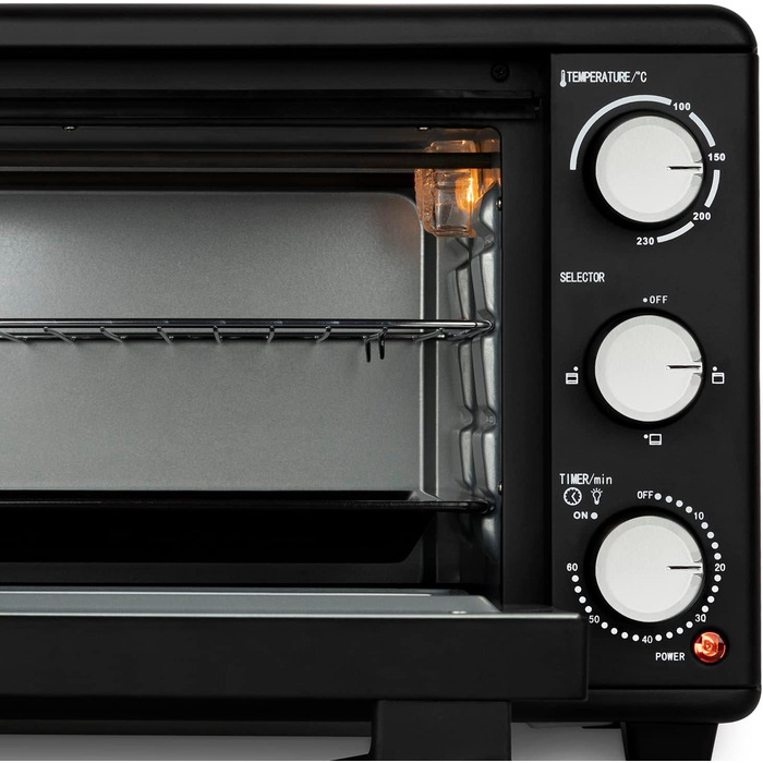 Електрична піч H.Koenig Mini Four 25L: компактна, багатофункціональна, 1500W, 4 режими, таймер, склодвері, решітка-гриль