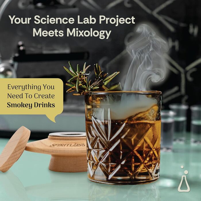 Набір для копчення віскі Cocktail з ліхтариком | Комплект для копчення віскі All-in-One з 6 смаками деревини – бурбон, ретро-набір, ідеальний подарунок для чоловіків, чоловіка