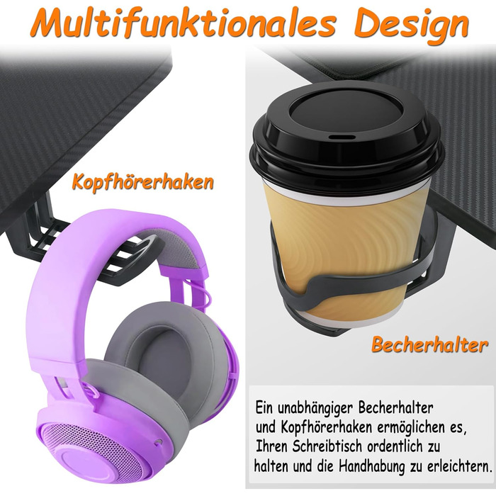 Ігровий стіл YRHome 120x60 см – стіл для комп'ютера з тримачем для напоїв, кабелепроводами та карбоновою поверхнею. Ергономічний стіл для геймерів та офісу, чорний (без LED). Розміри: 120 x 60 см