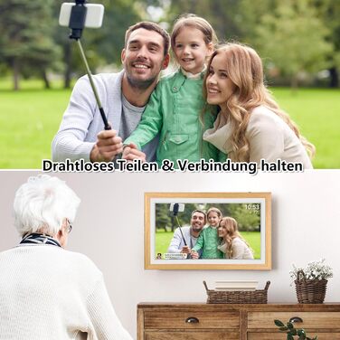 Цифровий фоторамка FRAMEO 21.5 дюймів з IPS LCD сенсорним екраном, Wi-Fi, 32 GB, USB/SD розширення, Auto-Rotate, для кріплення на стіну, жовтий