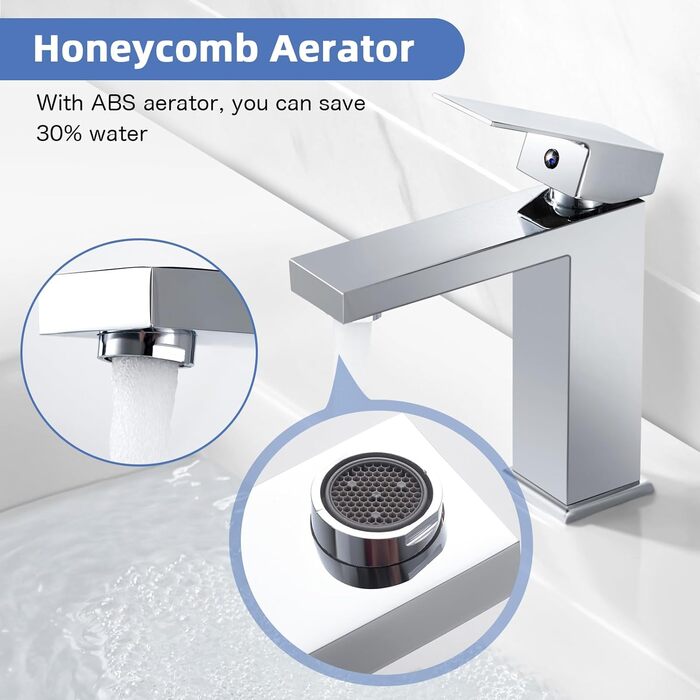 Змішувач для ванної кімнати на мийку, хромований, з висотою 164 мм, однорідний, з гарячою та холодною водою, G3/8