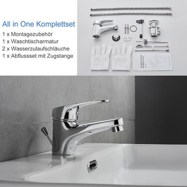 Змішувач для ванної кімнати з витяжною штангою, однорідний змішувач, хромований, з витяжною штангою, для ванної кімнати, з сифоном