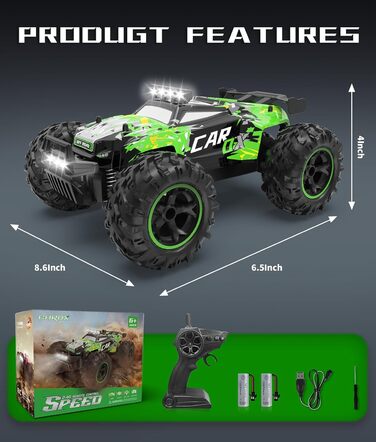 Радіокерований позашляховик Carox 1:18 2.4GHz 25 км/год з підсвічуванням, Monstertruck для гри