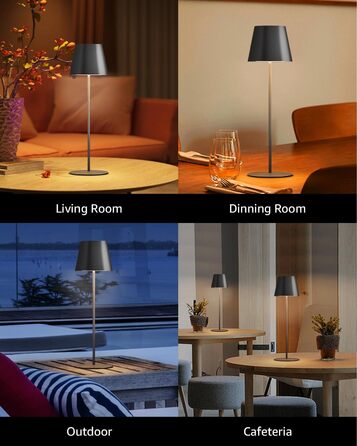 LED настільна лампа FUYO 2 шт. в наборі, акумуляторна, USB-C, сенсорне керування, регулювання яскравості, 2700K-6000K, 3 кольори, для дому та вулиці (чорний)